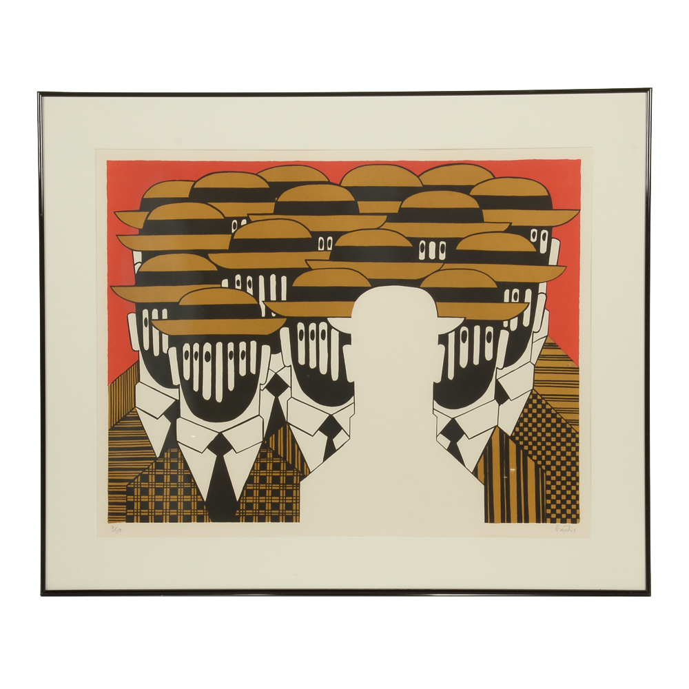 Yannis Gaitis Signed Limited Edition 1973 Hand-Pulled Color Lithograph "Rejection"