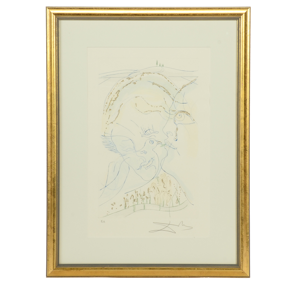 Salvador Dalí Signed Artist's Proof Etching with Gold Dust "Behold, Thou Art Fair"