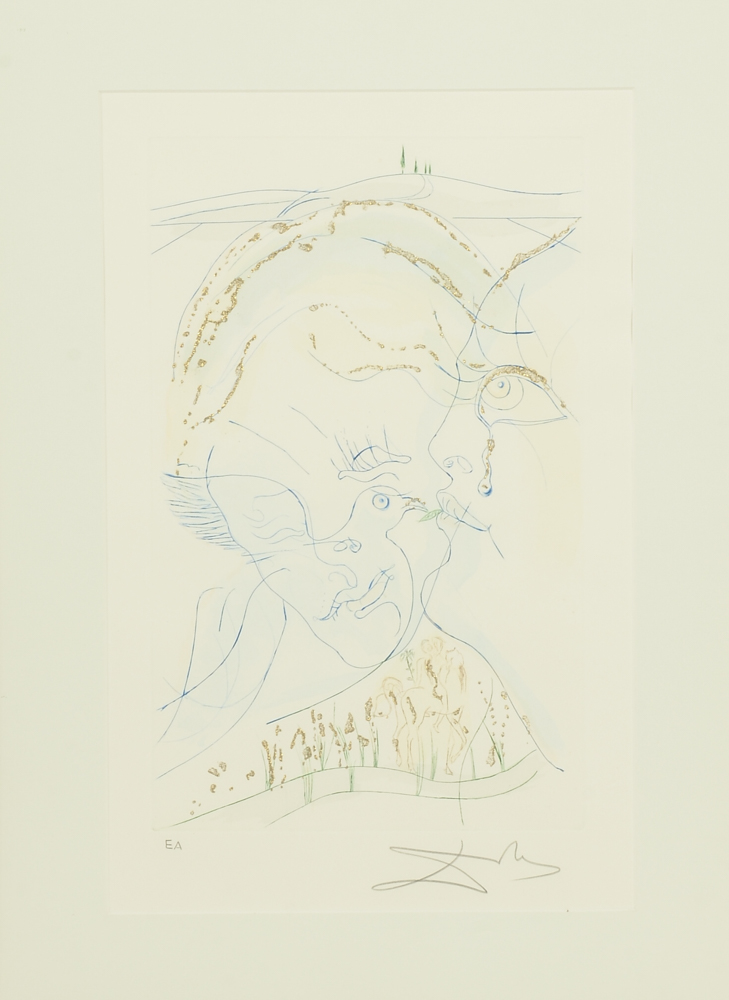 Salvador Dalí Signed Artist's Proof Etching with Gold Dust "Behold, Thou Art Fair"