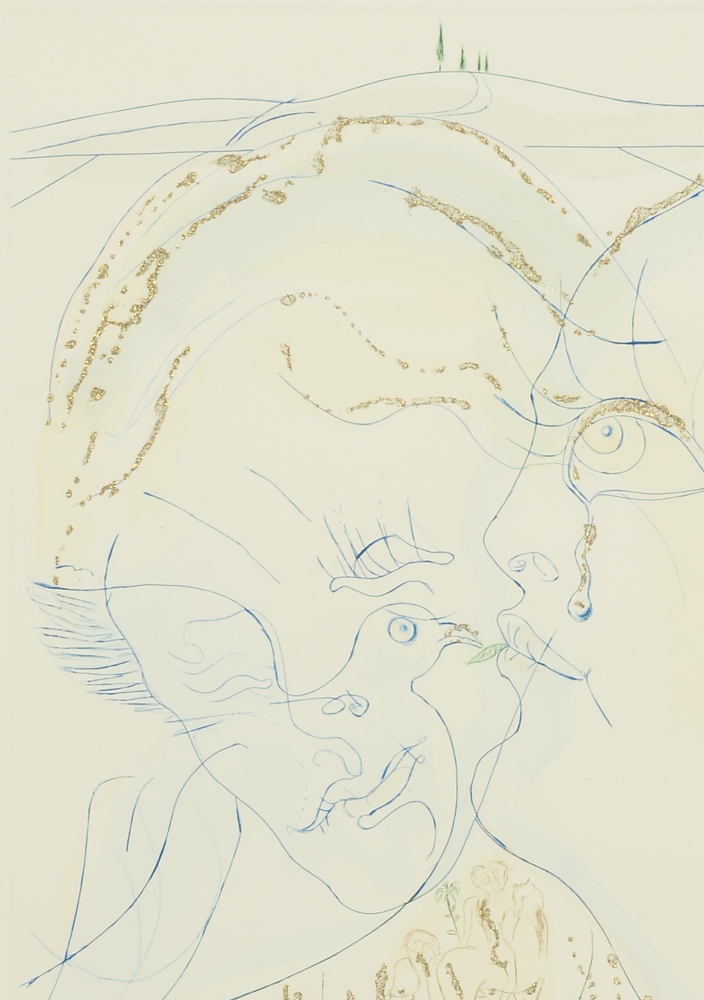 Salvador Dalí Signed Artist's Proof Etching with Gold Dust "Behold, Thou Art Fair"