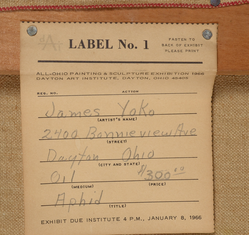 James Yoko Original 1964 Oil on Canvas "Aphid"