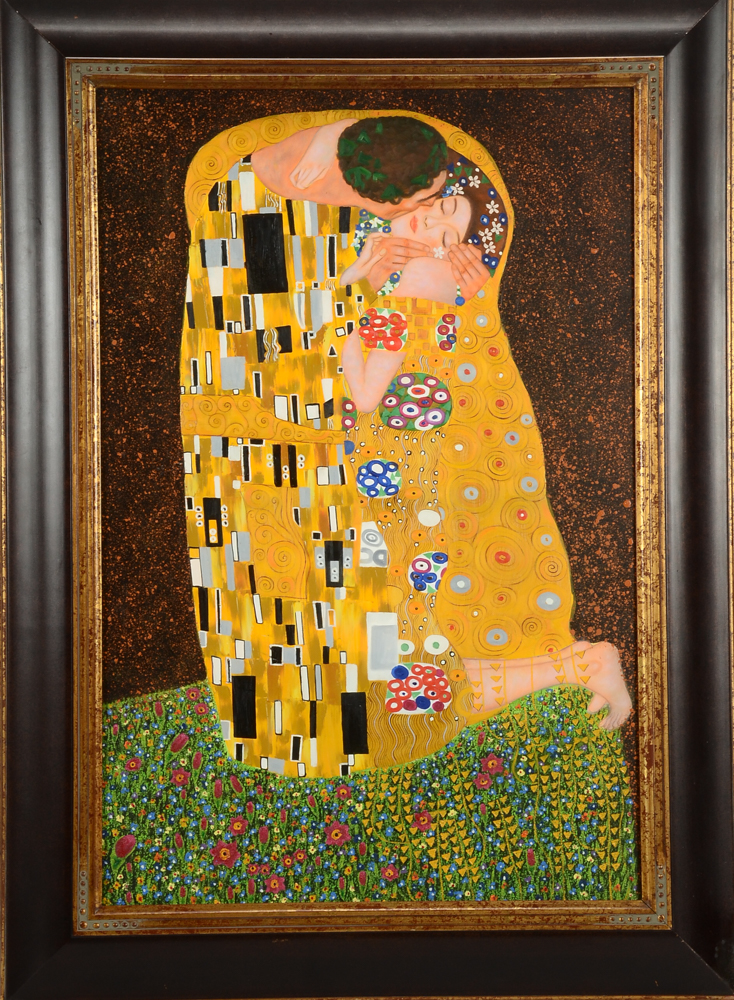 Oil Copy Painting on Canvas After Gustav Klimt's "The Kiss"