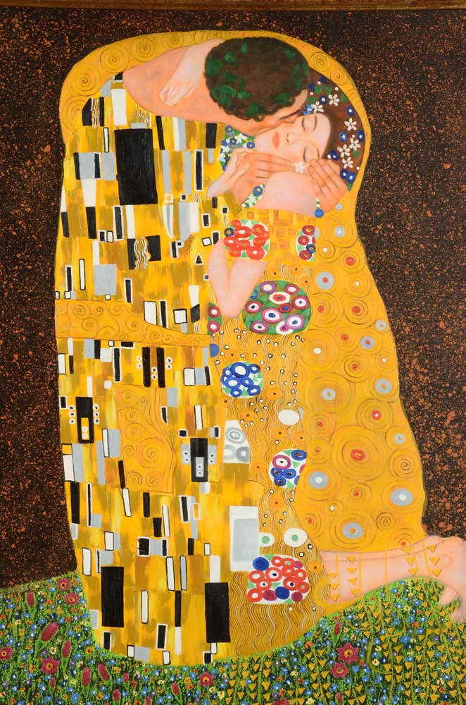 Oil Copy Painting on Canvas After Gustav Klimt's "The Kiss"