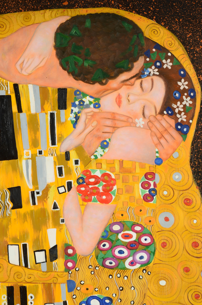 Oil Copy Painting on Canvas After Gustav Klimt's "The Kiss"