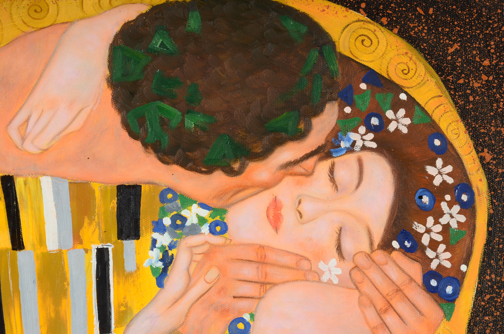 Oil Copy Painting on Canvas After Gustav Klimt's "The Kiss"