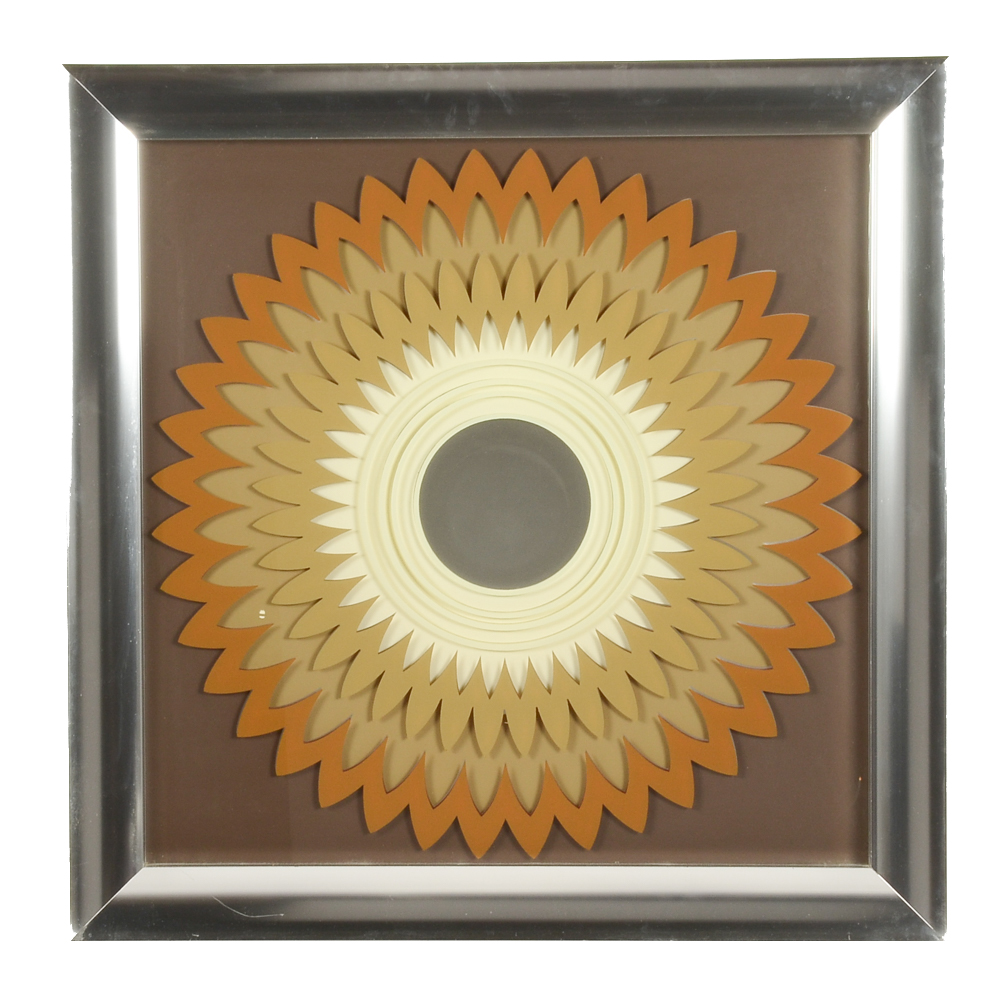 Mid Century Academy Arts Decorative Dimensional Serigraphed Aluminum Mirror "Center of Attention"