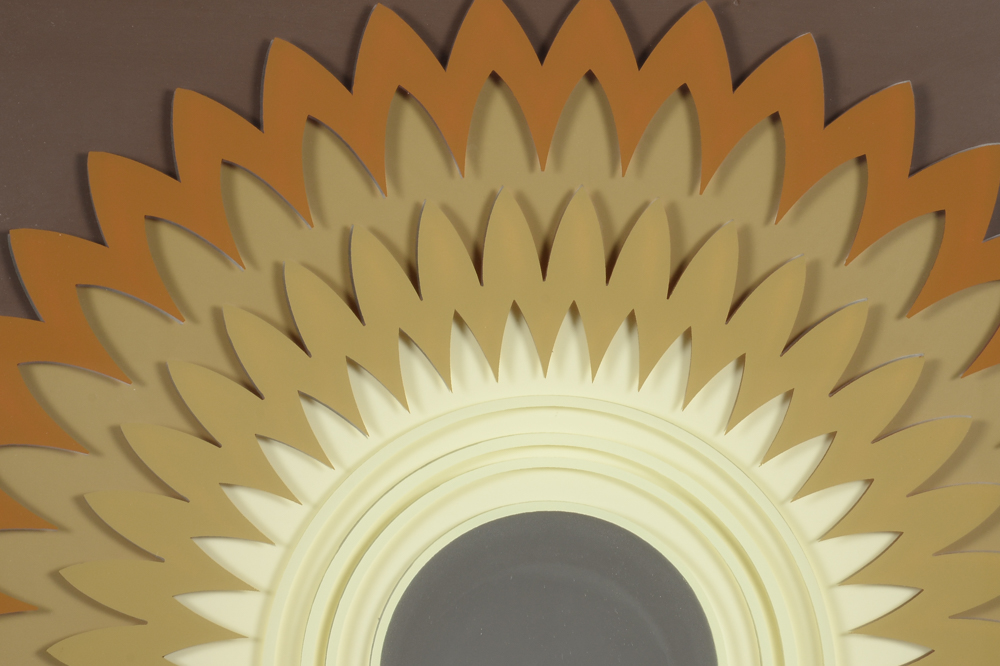 Mid Century Academy Arts Decorative Dimensional Serigraphed Aluminum Mirror "Center of Attention"