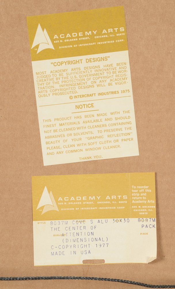 Mid Century Academy Arts Decorative Dimensional Serigraphed Aluminum Mirror "Center of Attention"