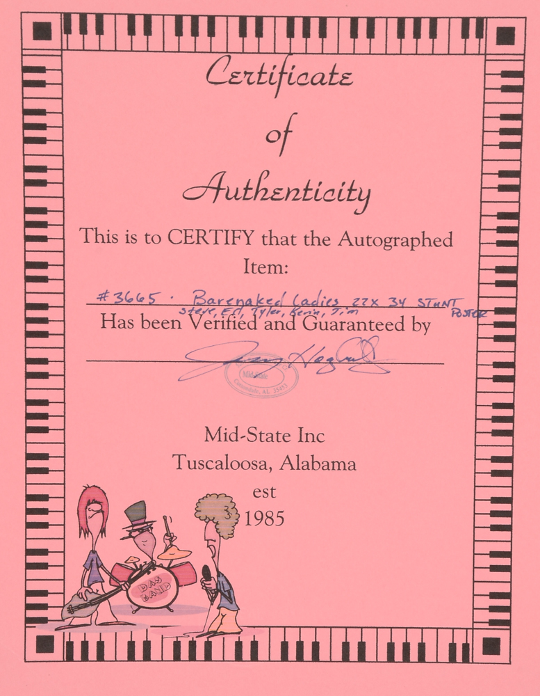 Autographed Barenaked Ladies Poster with COA