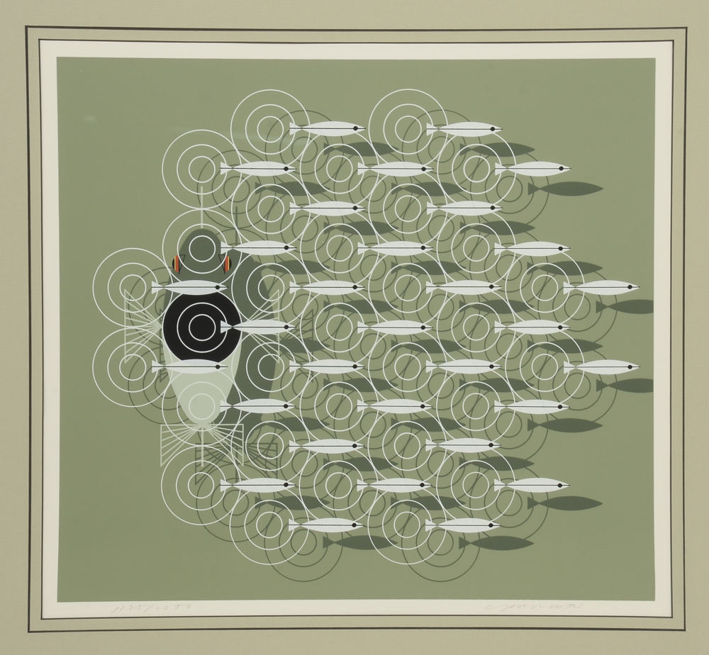 Charley Harper Signed Limited Edition 1977 Serigraph "Skipping School"