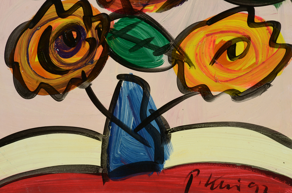 Peter Keil Original 1992 Expressionist Oil on Masonite "Blumen aus Berlin"