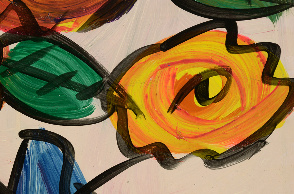 Peter Keil Original 1992 Expressionist Oil on Masonite "Blumen aus Berlin"