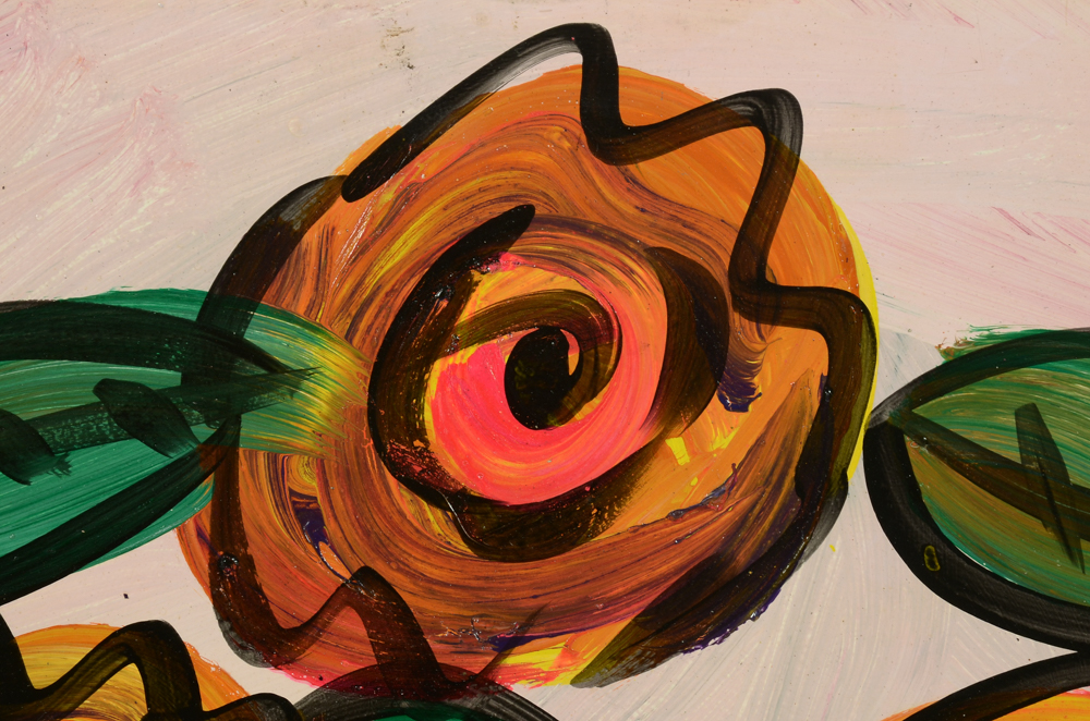 Peter Keil Original 1992 Expressionist Oil on Masonite "Blumen aus Berlin"