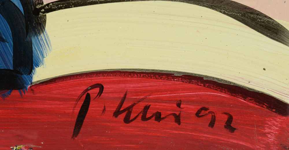 Peter Keil Original 1992 Expressionist Oil on Masonite "Blumen aus Berlin"