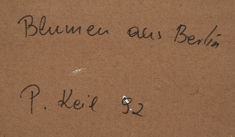 Peter Keil Original 1992 Expressionist Oil on Masonite "Blumen aus Berlin"