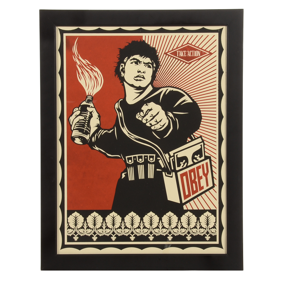 Serigraph of Shepard Fairey's "Molotov Man"