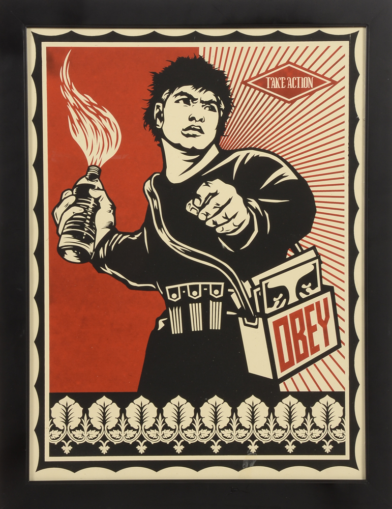 Serigraph of Shepard Fairey's "Molotov Man"