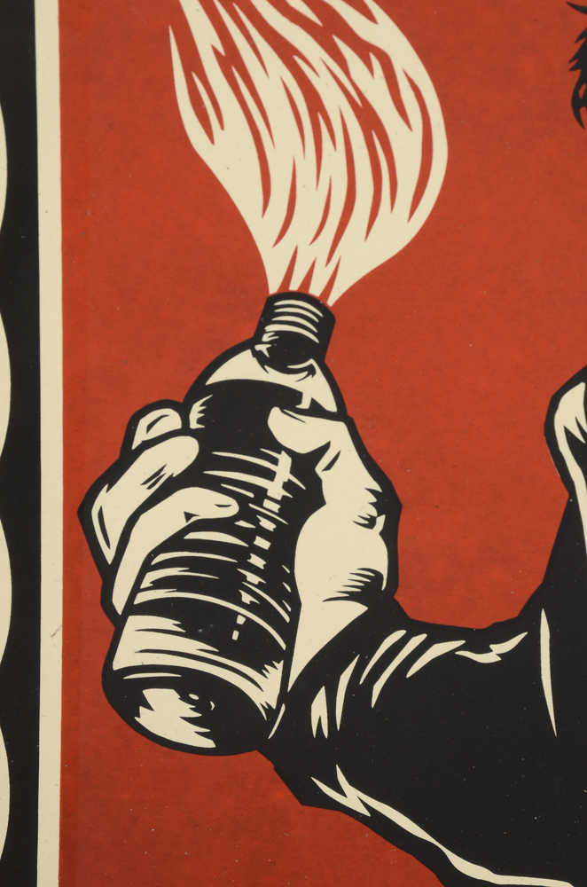 Serigraph of Shepard Fairey's "Molotov Man"