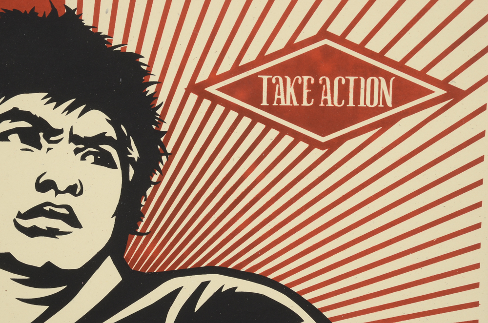 Serigraph of Shepard Fairey's "Molotov Man"