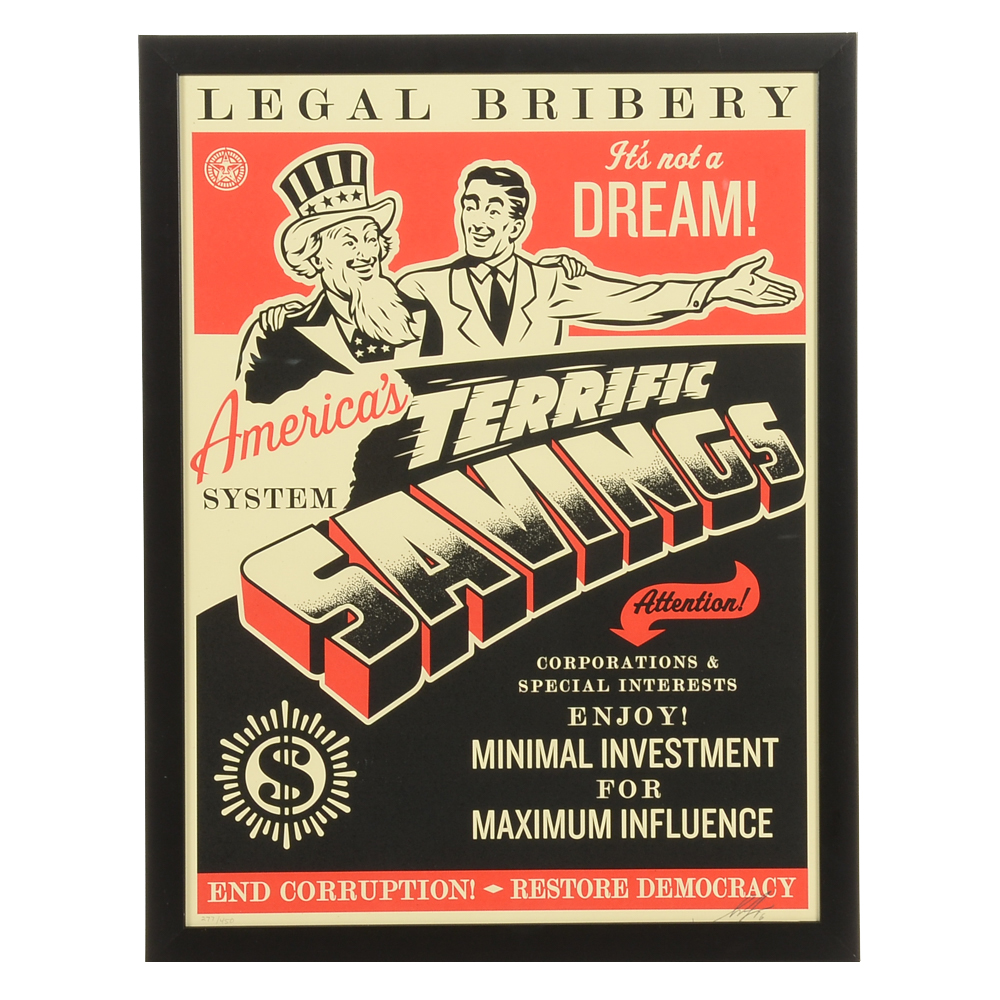 Shepard Fairey Signed Limited Edition Serigraph "America’s Savings"