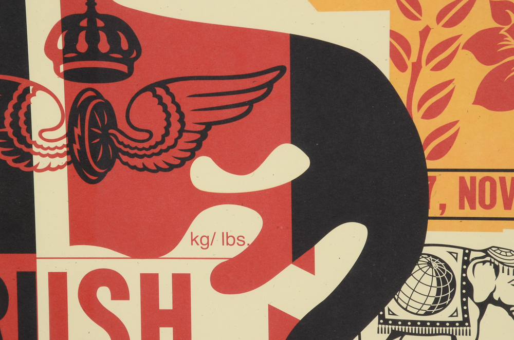 Shepard Fairey "Obey 3 Face Collage" Signed Giclee on Paper Triptych