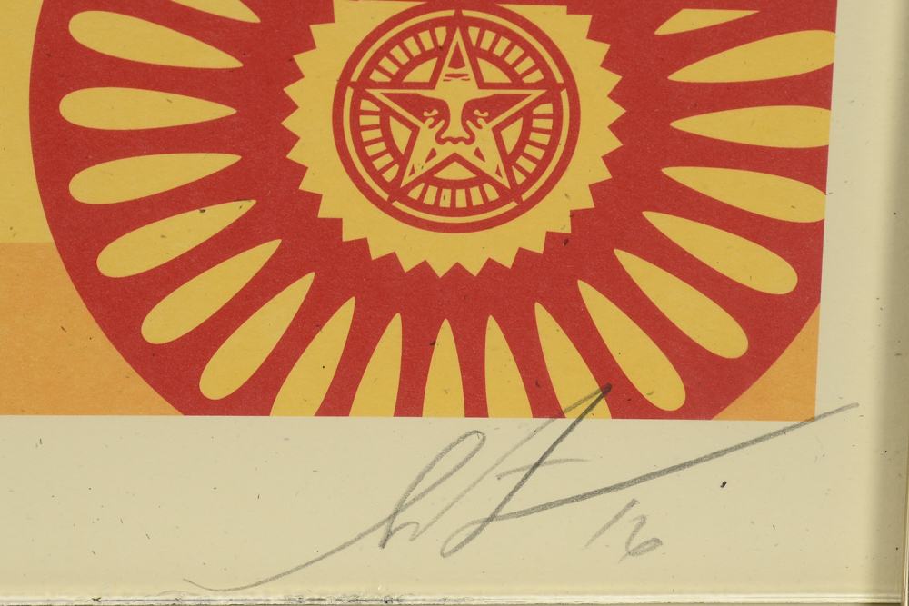 Shepard Fairey "Obey 3 Face Collage" Signed Giclee on Paper Triptych