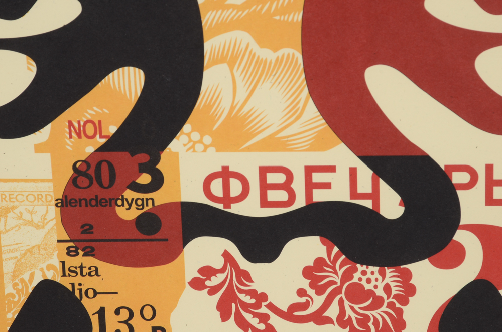 Shepard Fairey "Obey 3 Face Collage" Signed Giclee on Paper Triptych