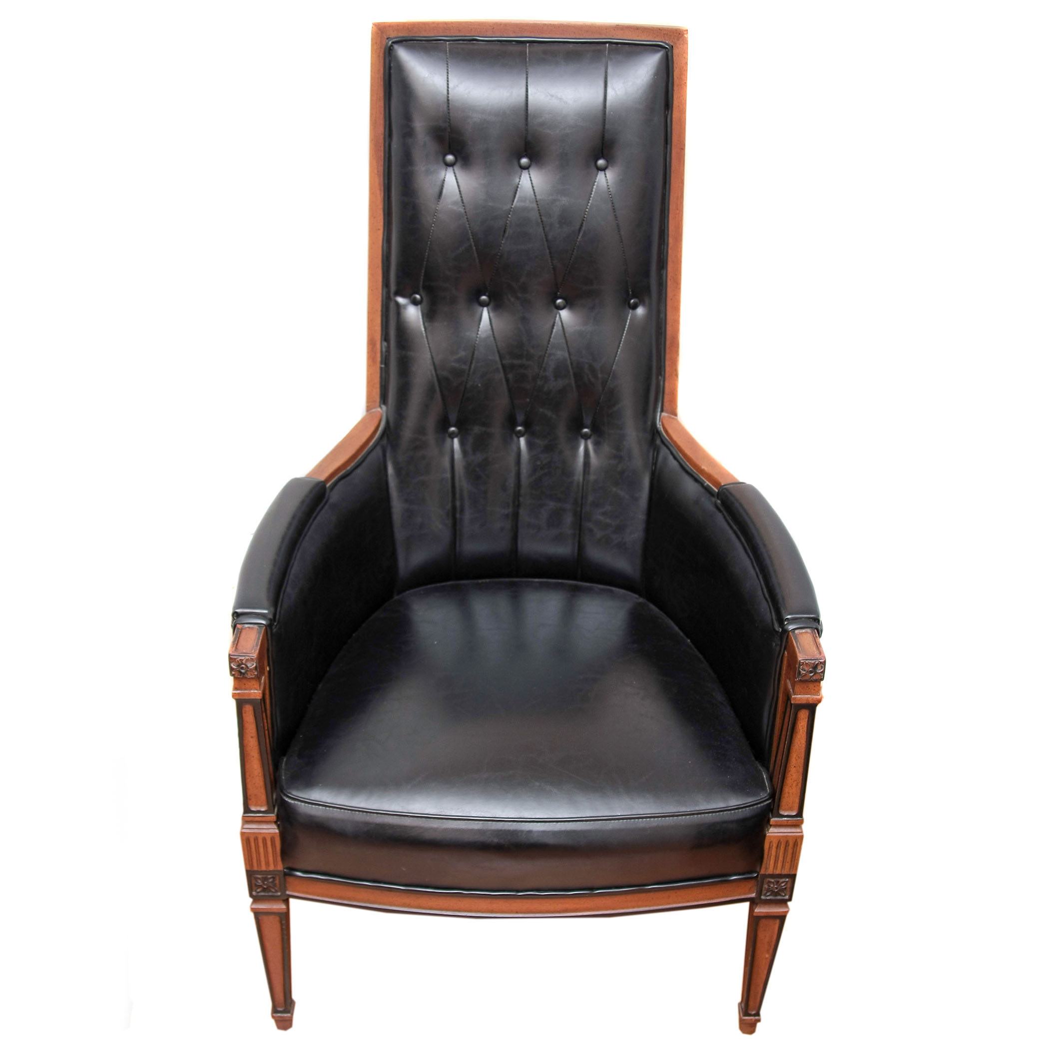 Vintage Art Deco Inspired High Back Tufted Arm Chair