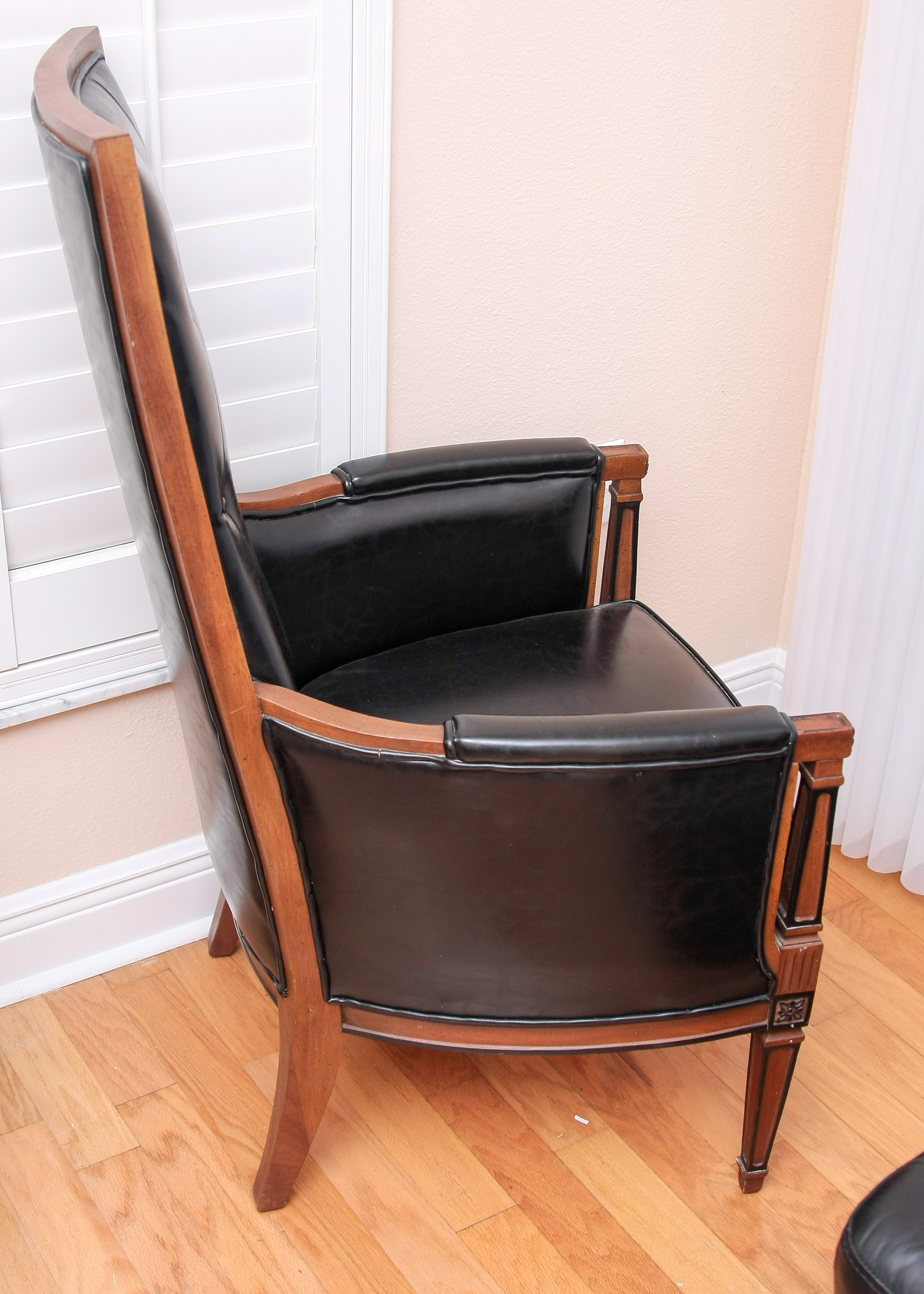 Vintage Art Deco Inspired High Back Tufted Arm Chair