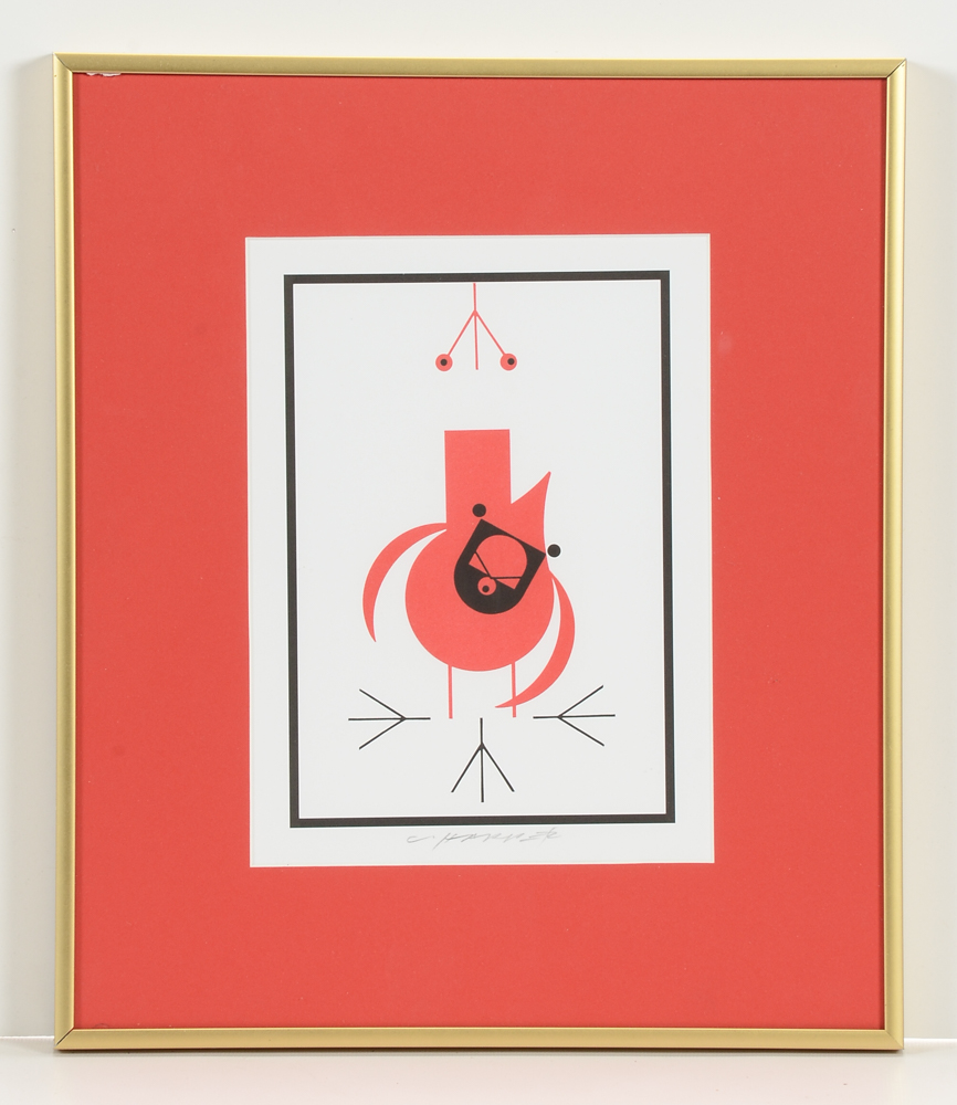 Charley Harper Open Edition Lithograph "Charley's Cardinal"
