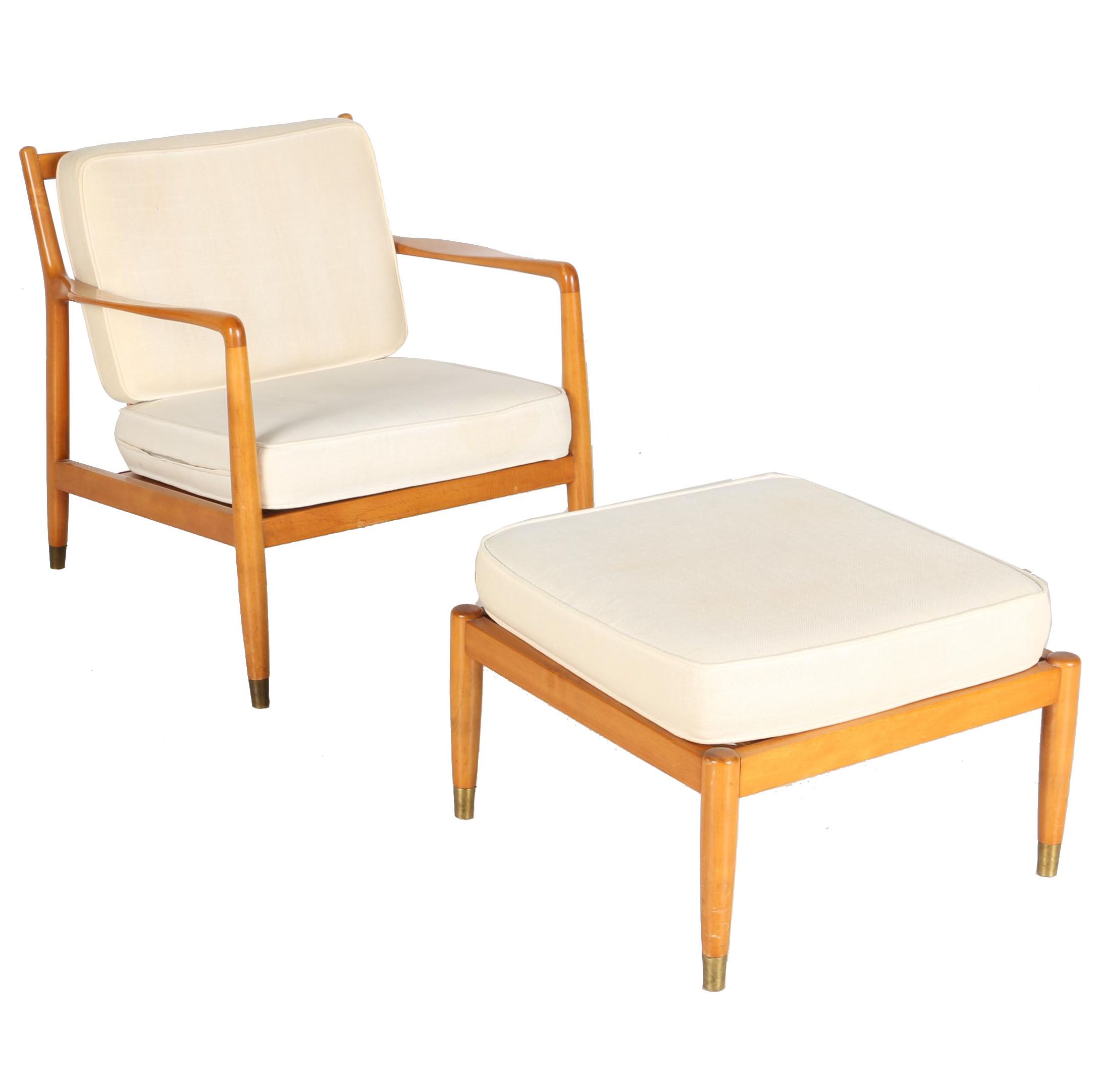 White Dux Modern Chair with Matching Ottoman