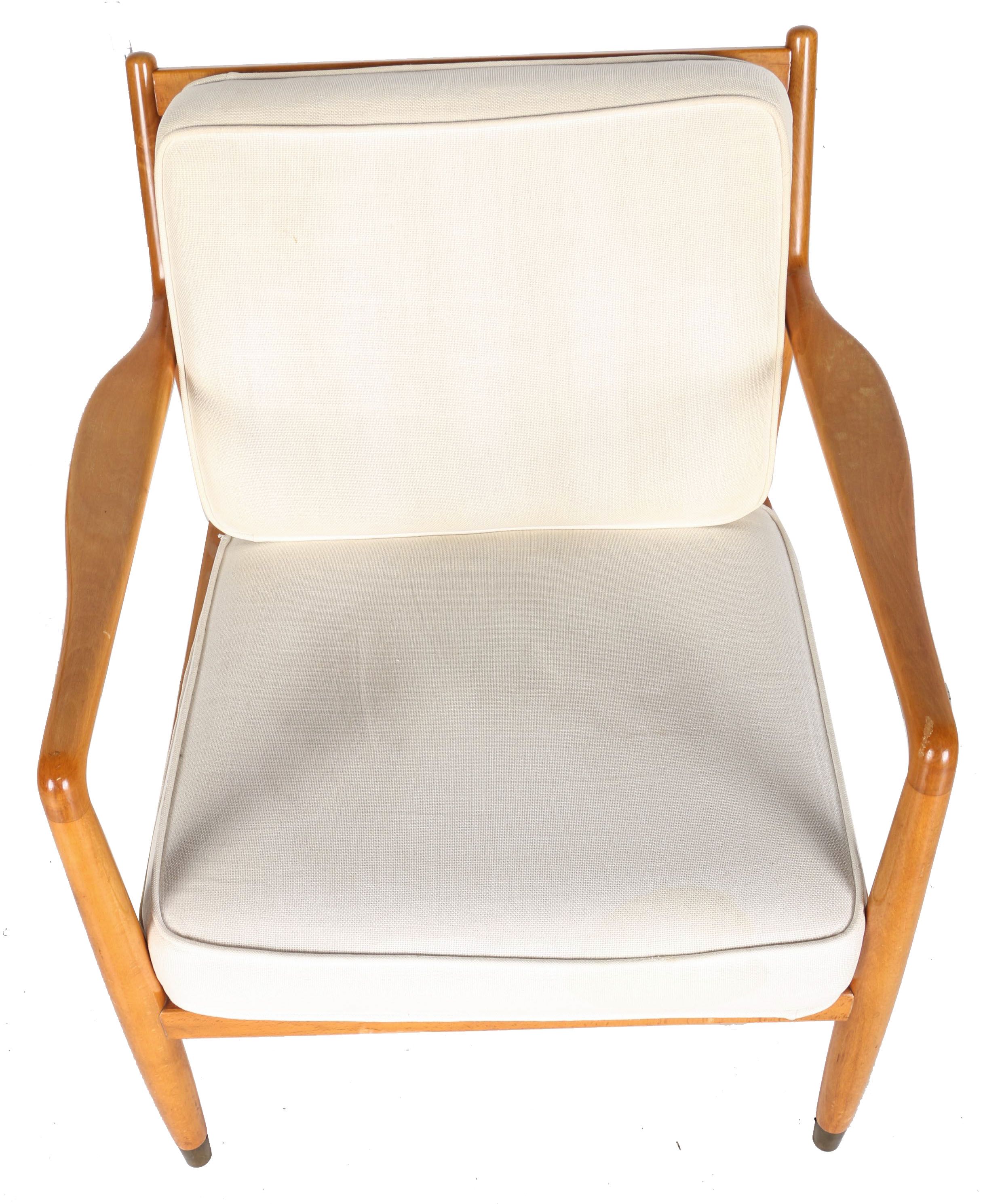 White Dux Modern Chair with Matching Ottoman