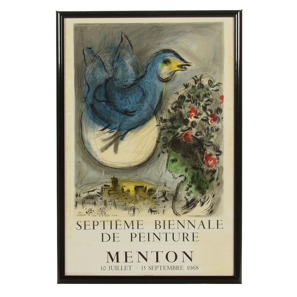 Marc Chagall Signed Hand-Pulled Lithograph Exhibition Poster