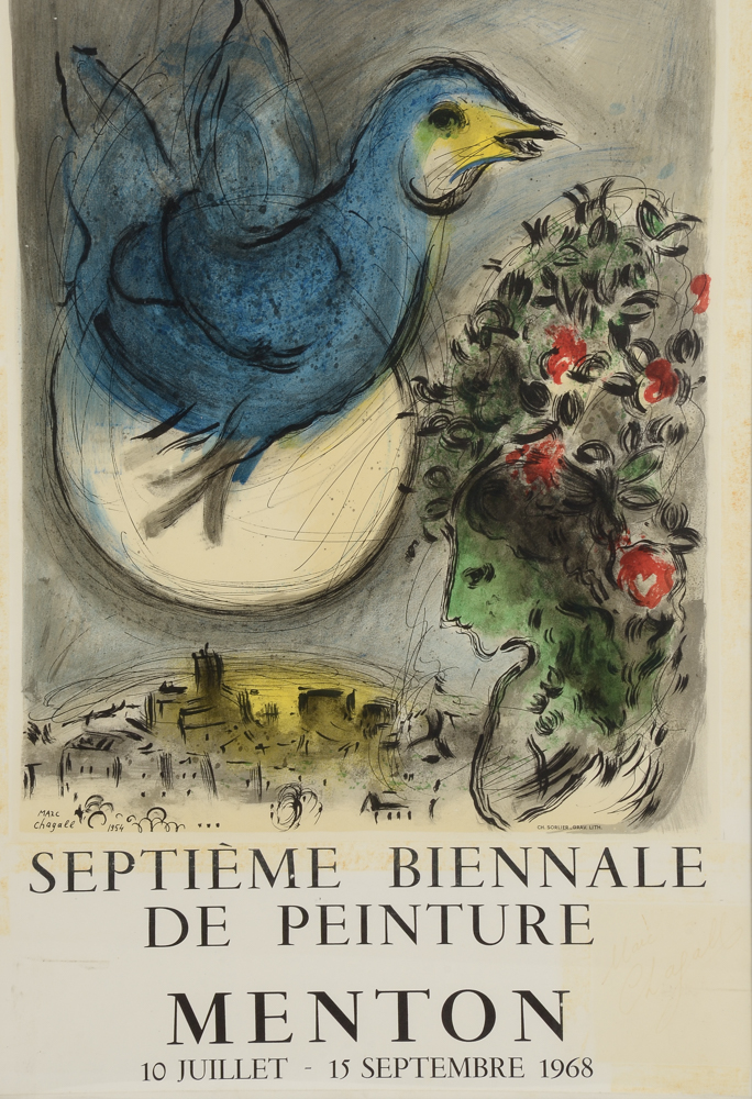 Marc Chagall Signed Hand-Pulled Lithograph Exhibition Poster