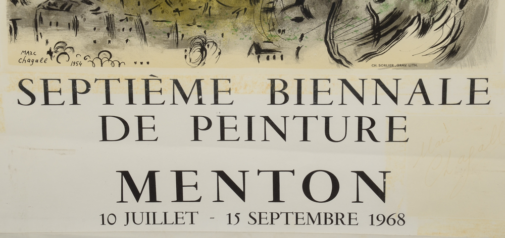 Marc Chagall Signed Hand-Pulled Lithograph Exhibition Poster