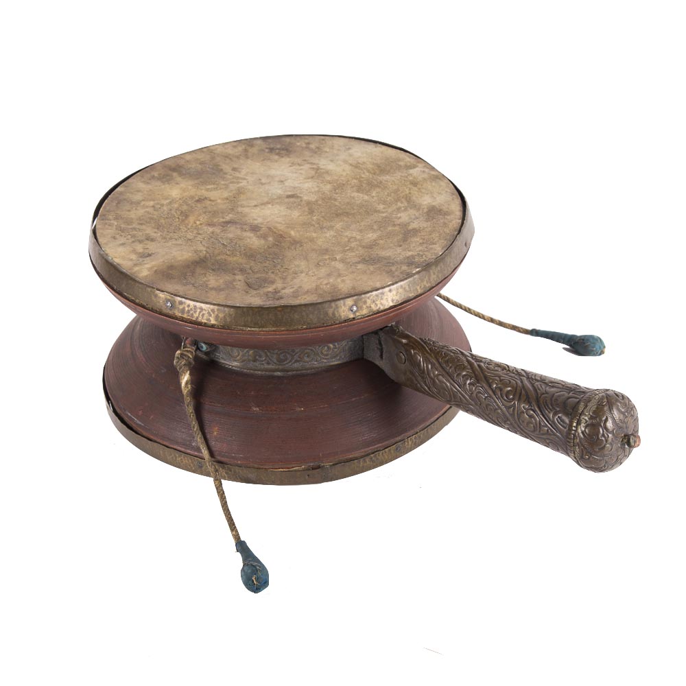 Vintage Wood and Brass Damaru Drum