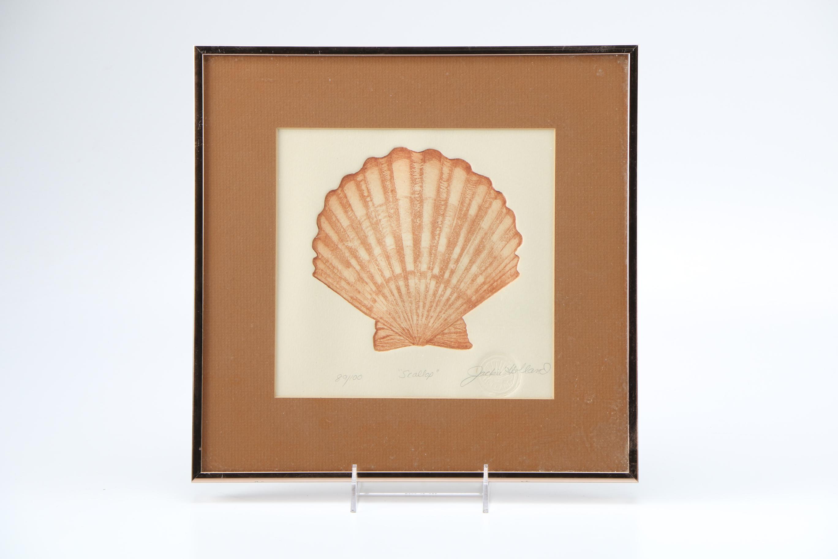 Jackie Holland Limited Edition Etchings "Scallop" and "Sand Dollar"