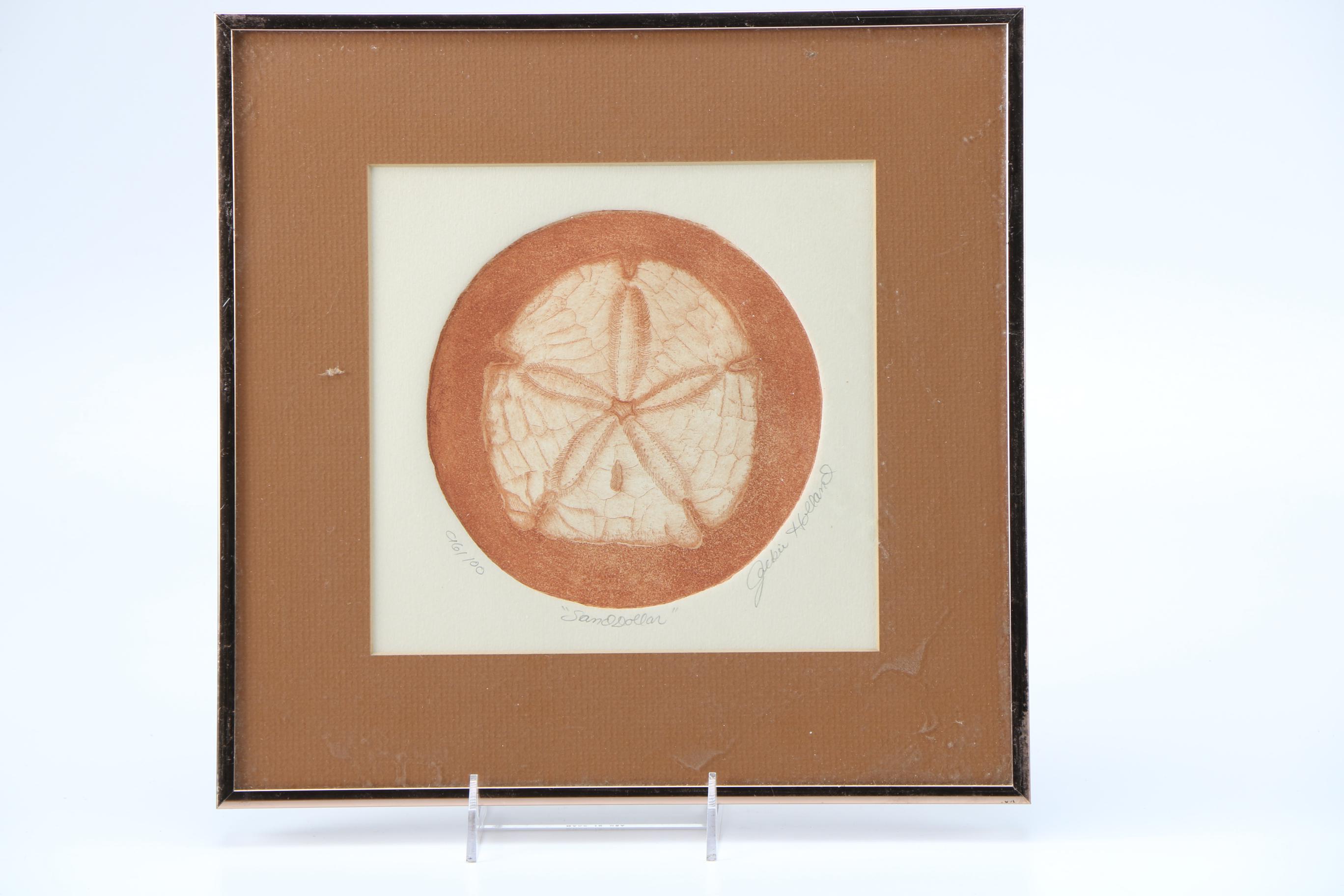 Jackie Holland Limited Edition Etchings "Scallop" and "Sand Dollar"