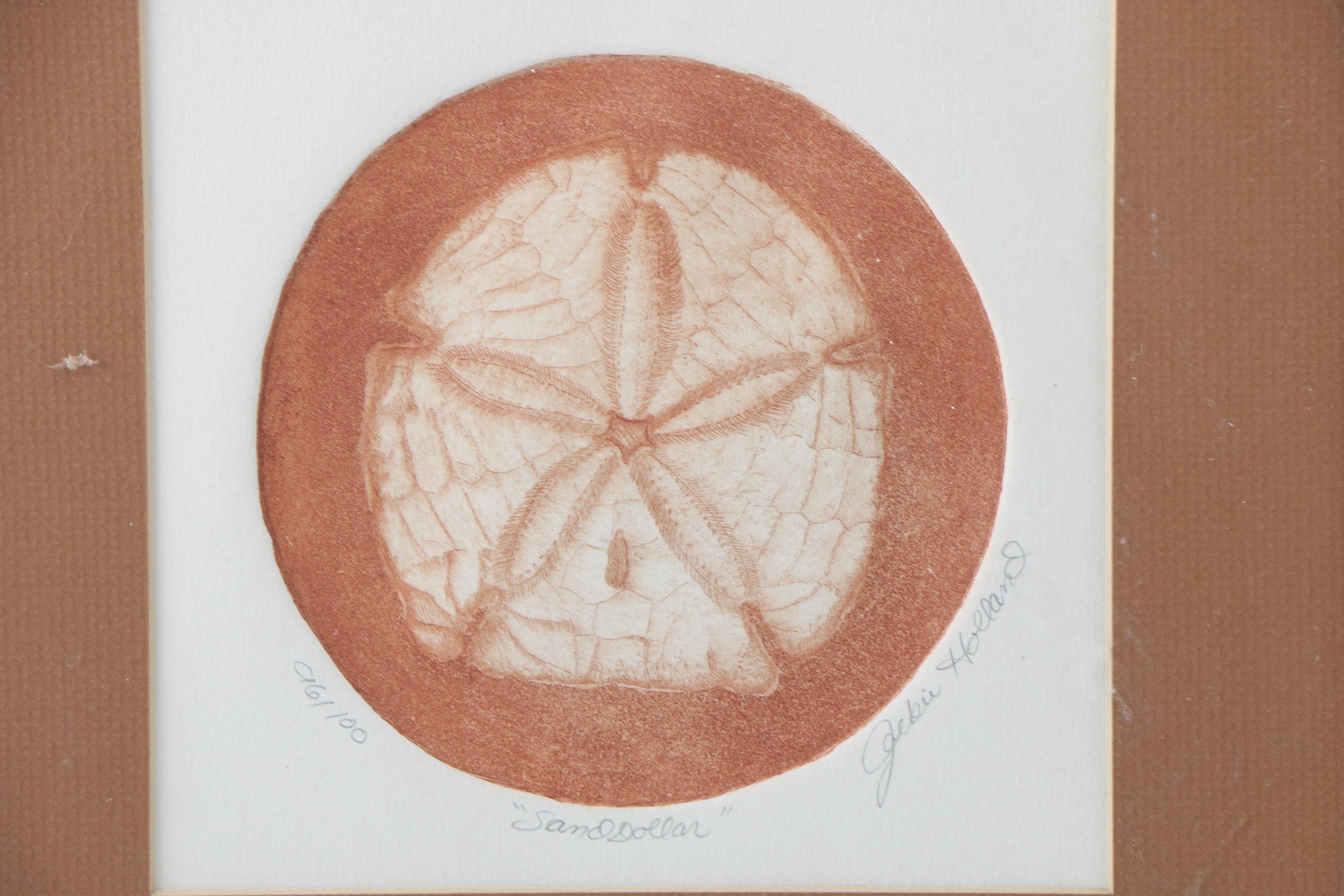 Jackie Holland Limited Edition Etchings "Scallop" and "Sand Dollar"