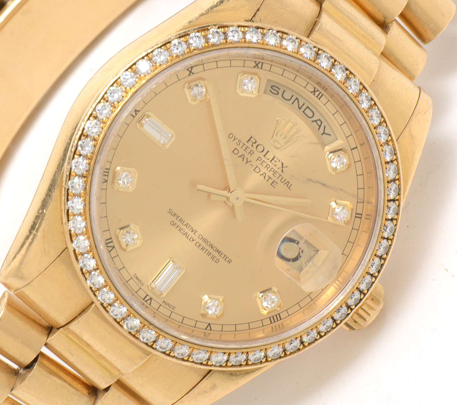 Rolex 18K Yellow Gold Diamond Day-Date President Watch