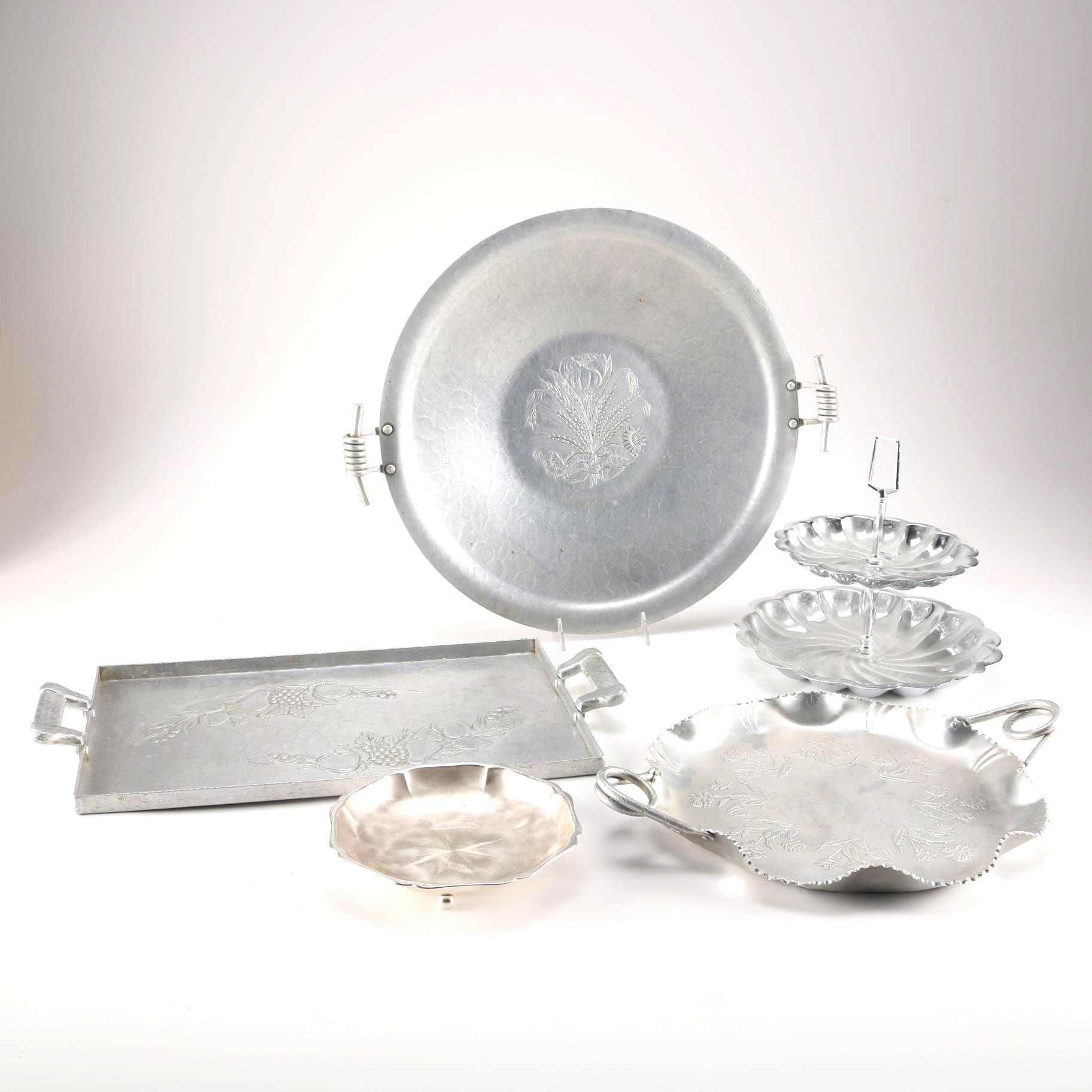 WMF Ikora Bowl With a Collection of Hand Forged Aluminum Servingware