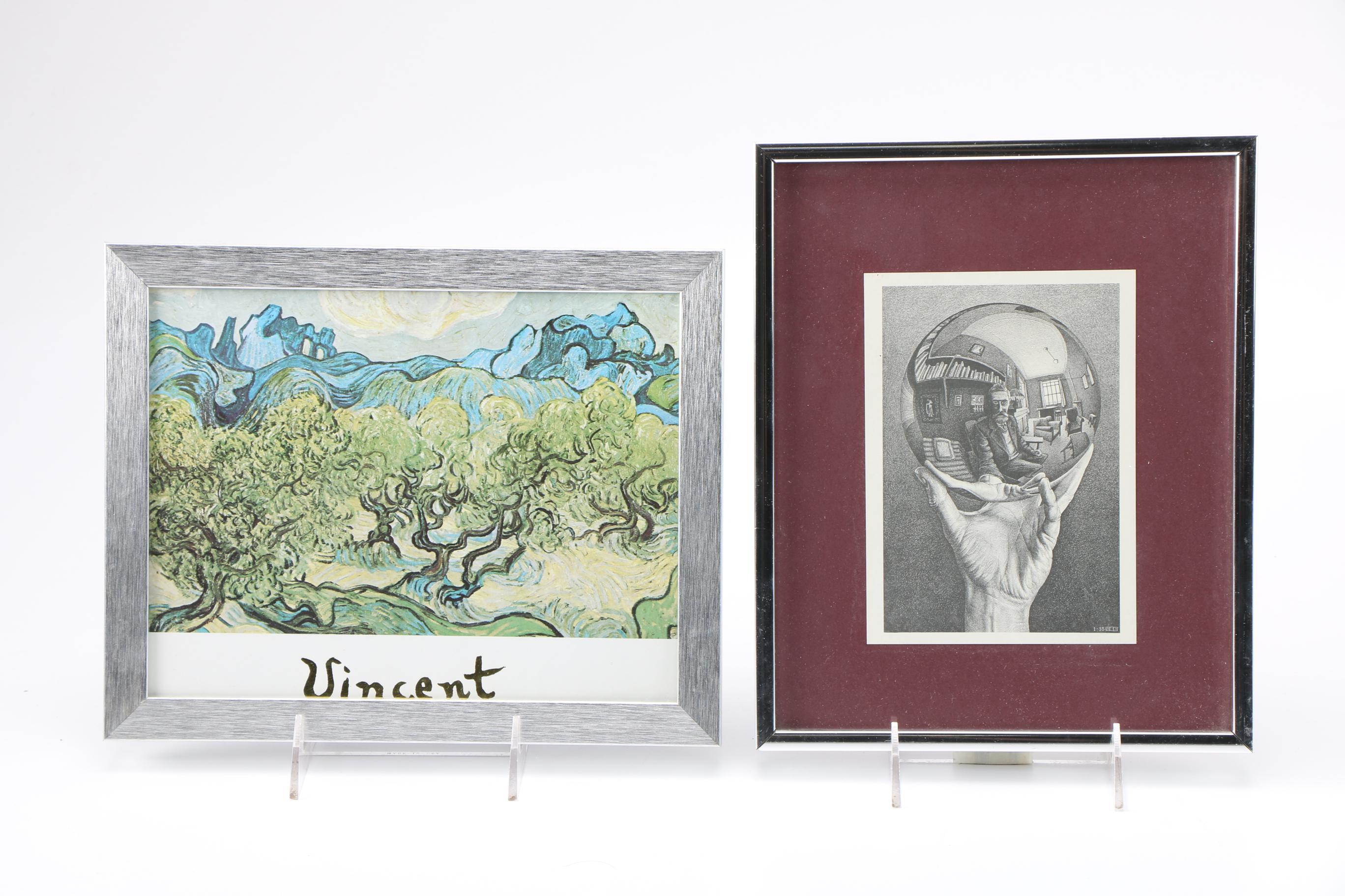 Four Offset Lithographs After Works by Van Gogh, Kandinsky, Escher and Dali