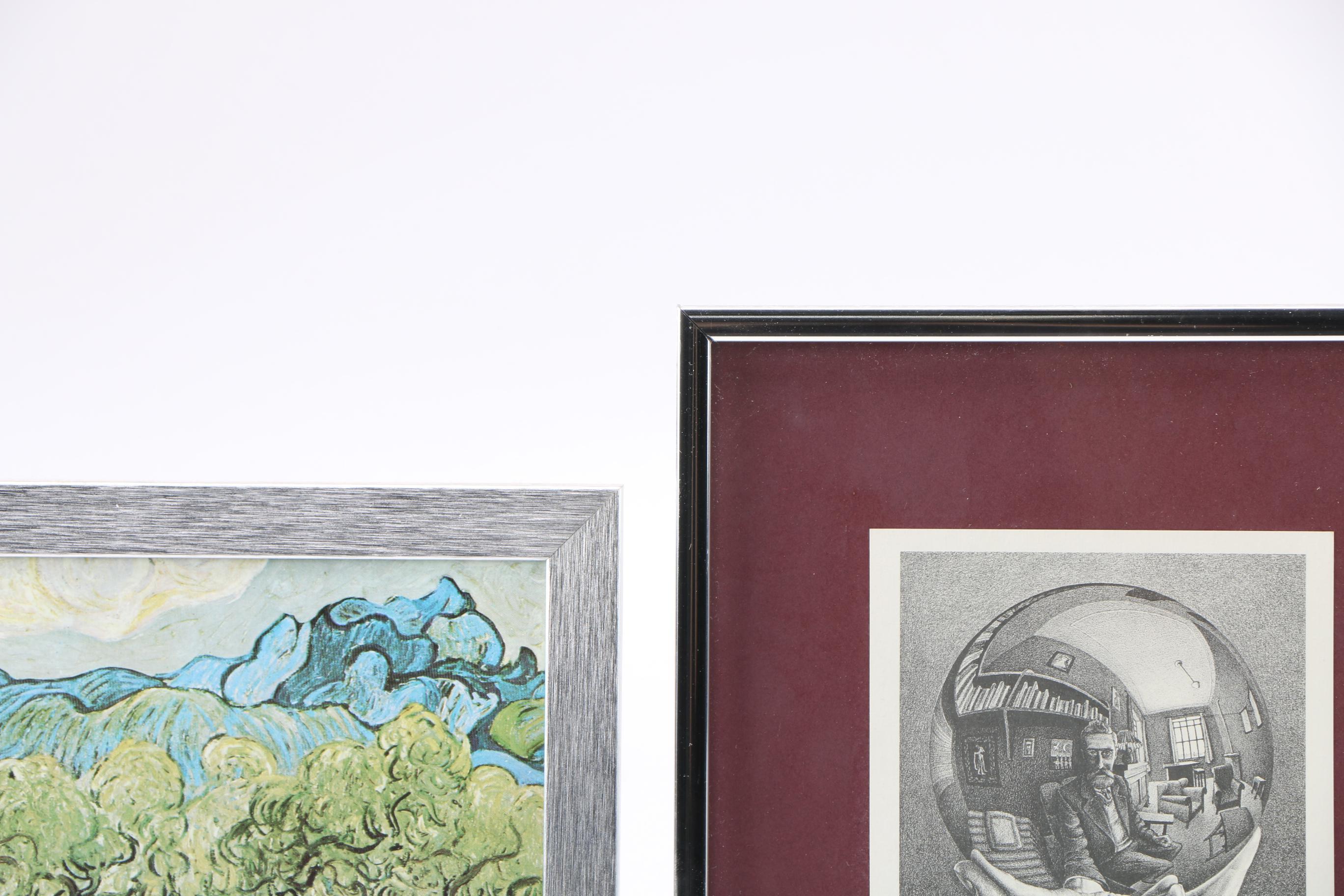 Four Offset Lithographs After Works by Van Gogh, Kandinsky, Escher and Dali