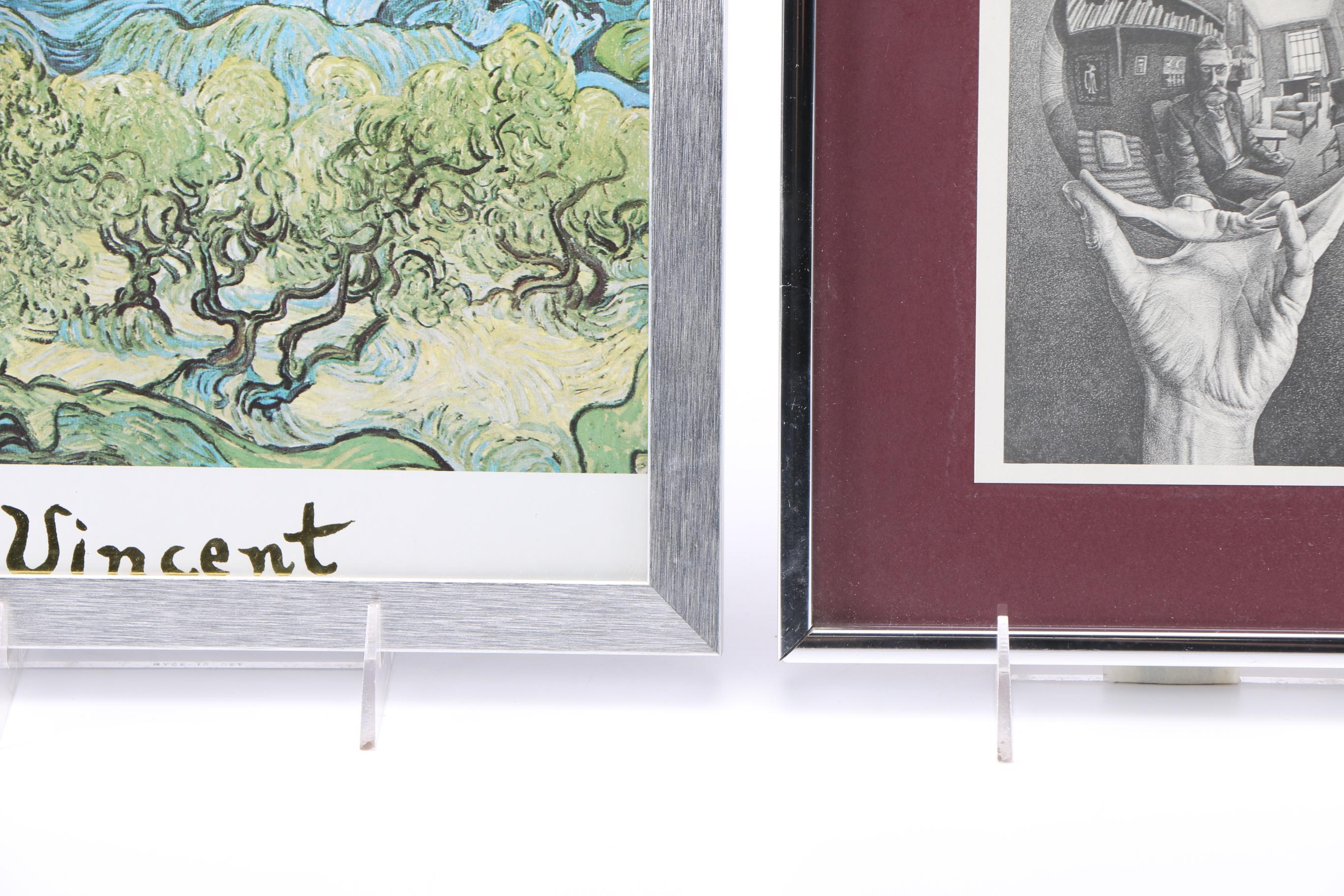 Four Offset Lithographs After Works by Van Gogh, Kandinsky, Escher and Dali