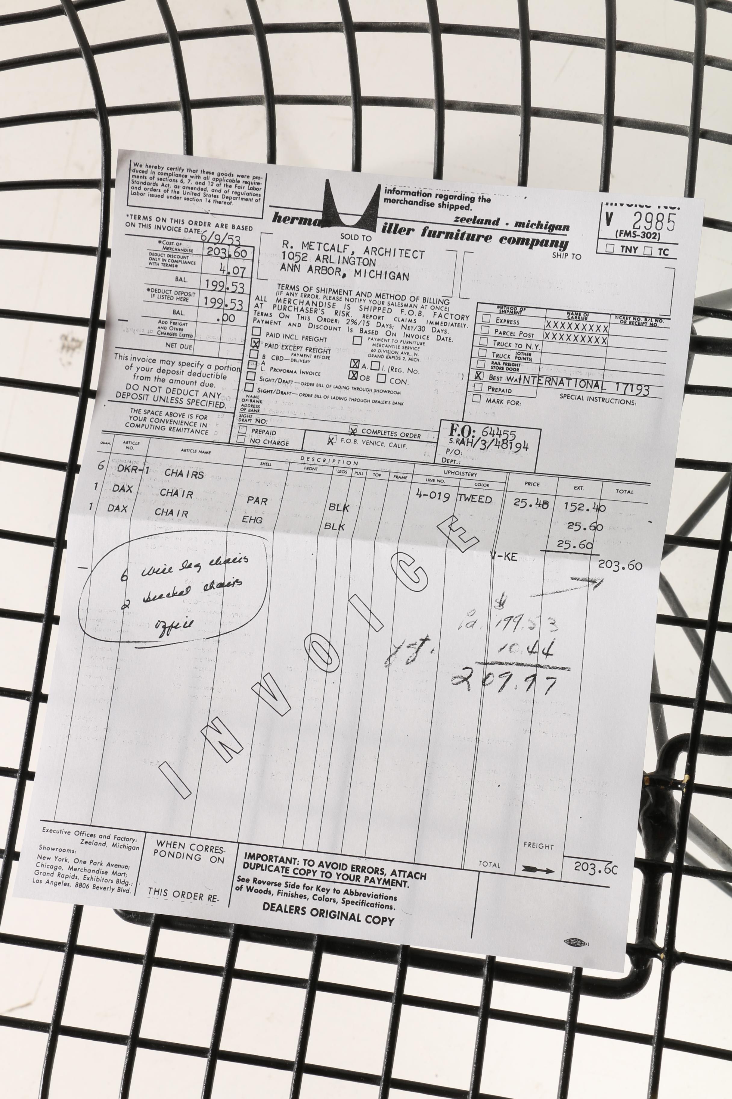Mid Century Modern "DKR-1" Wire Chair by Eames for Herman Miller With Provenance