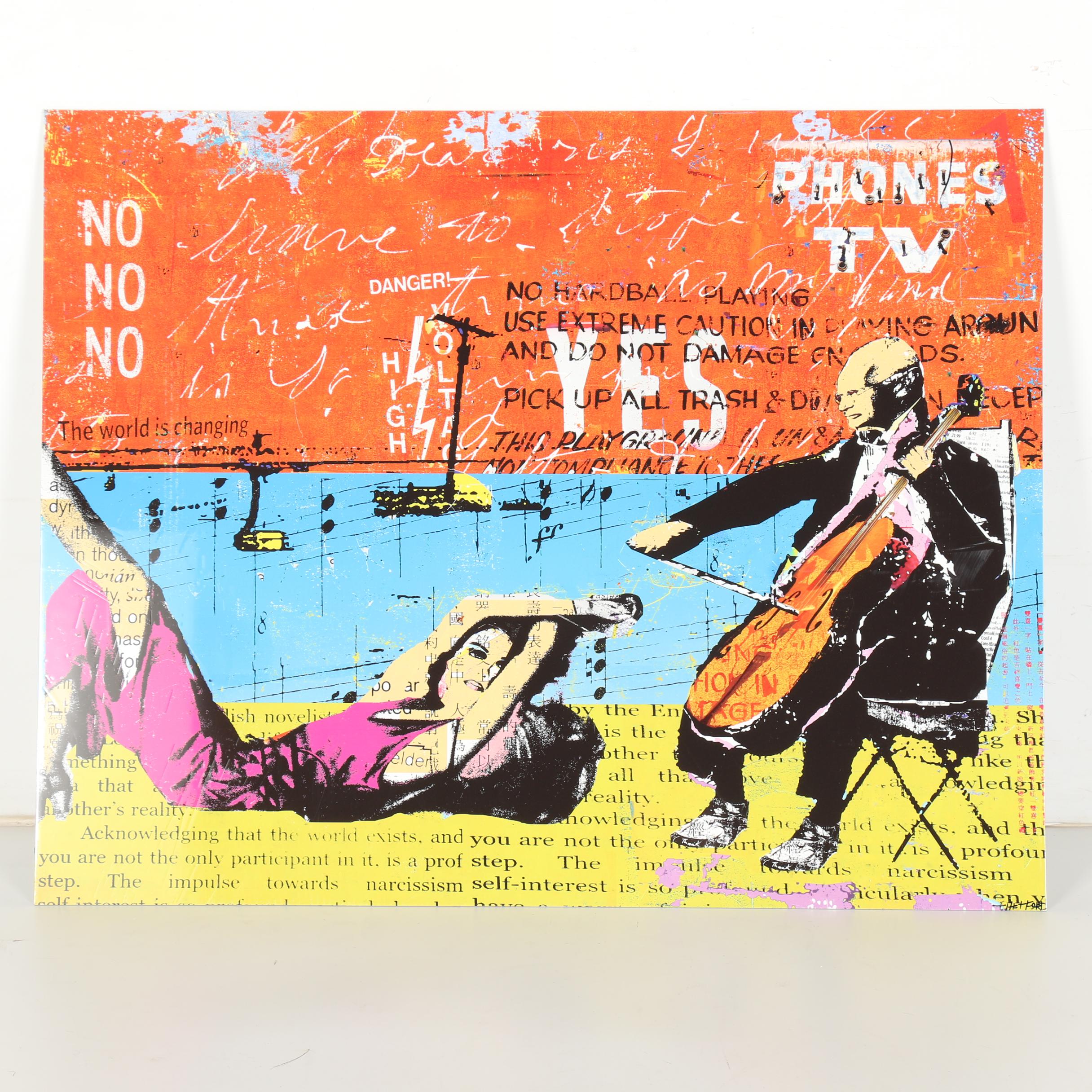 Daryl Thetford Limited Edition Giclee on Metal "Man with Cello"