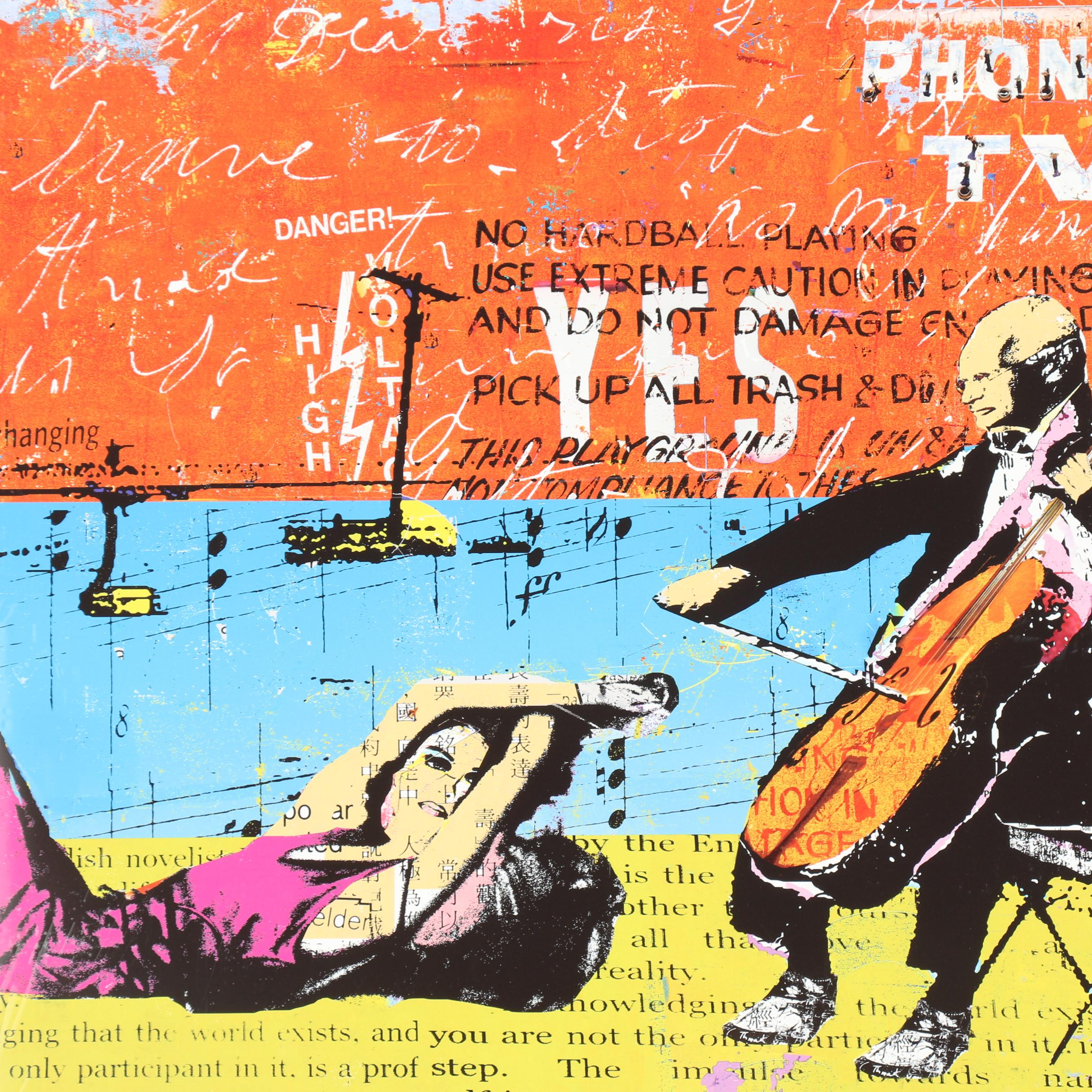 Daryl Thetford Limited Edition Giclee on Metal "Man with Cello"