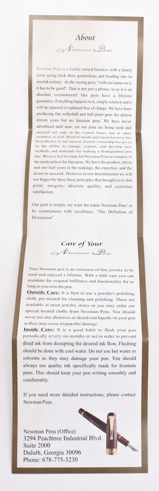 Newman Pens Bronze Pearl Pen