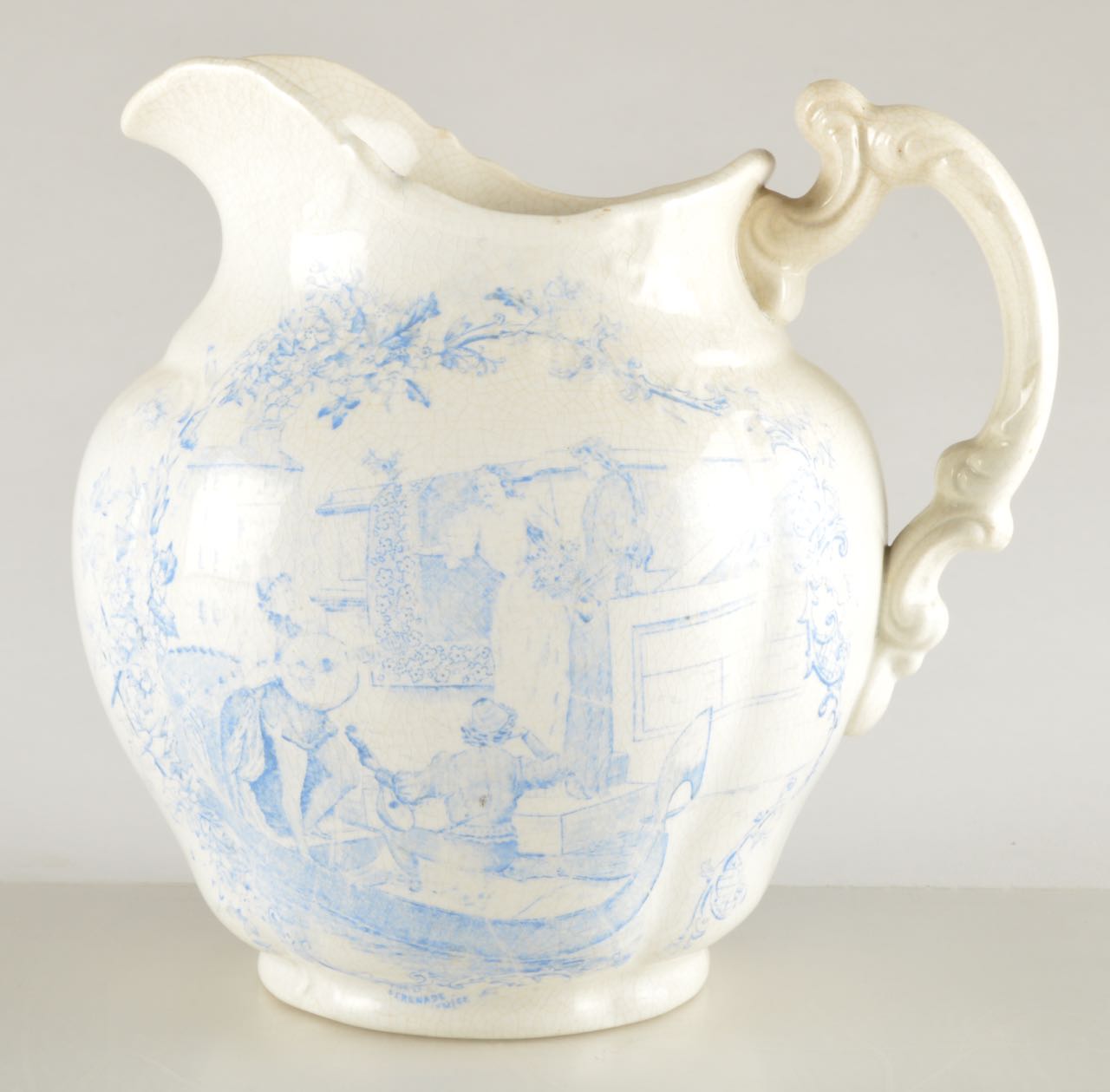 Blue and White Ceramic Pitchers Including Copeland Spode