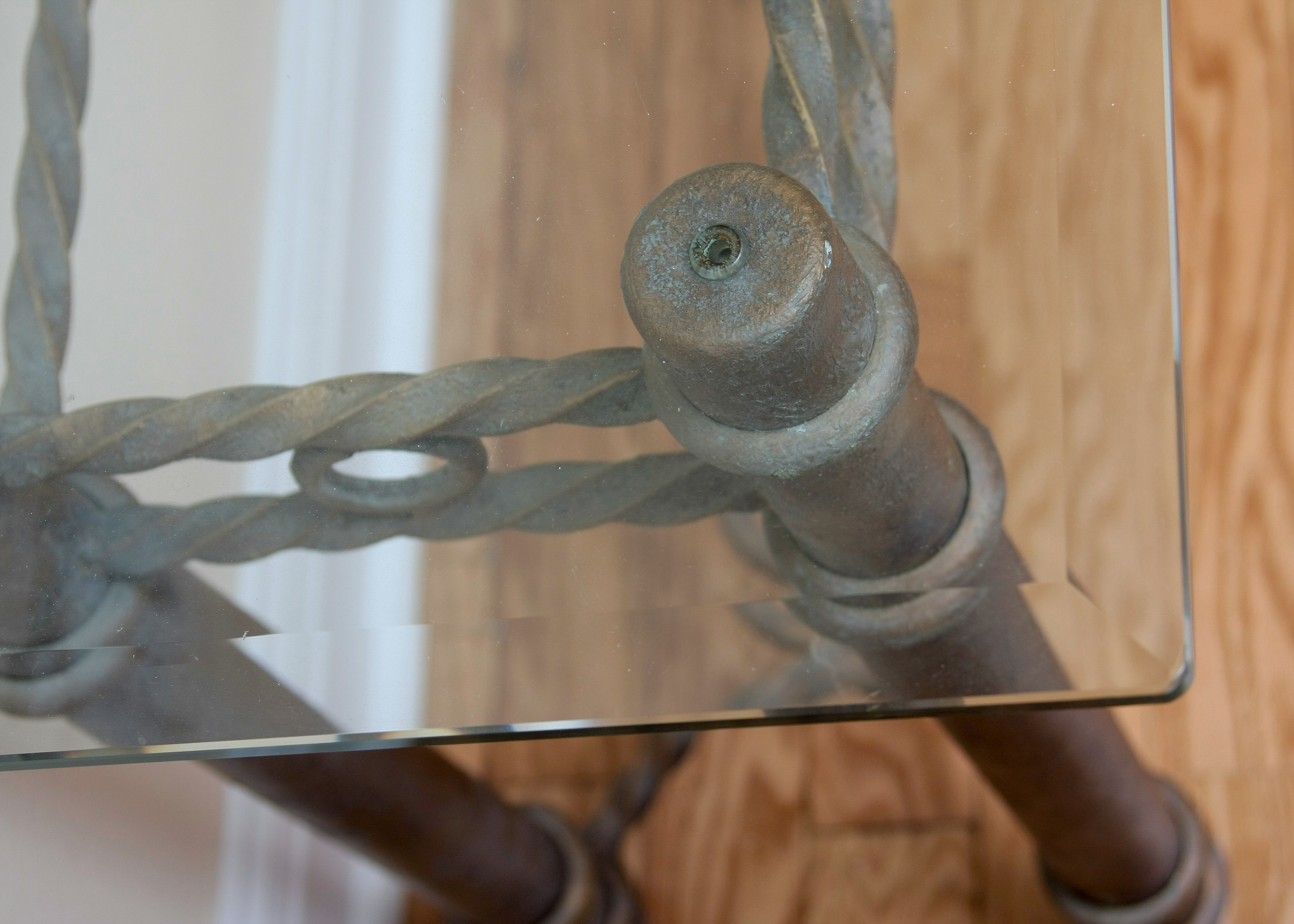 Contemporary Glass Top Console Table and Side Table